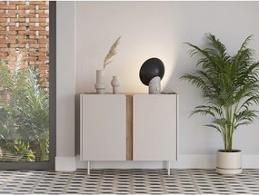 Кремаво-естествено шкафче от декор от дъб 100x82,5x40 cm Lucile – Marckeric