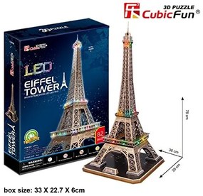 Cubic Fun - Пъзел 3D Eiffel Tower 84ч. LED светлини