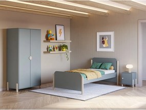 Детско легло сиво-зелено 90x190 cm от масивен бор с включена подматрачна рамка Enola – Marckeric