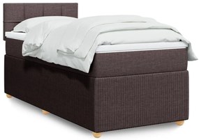 3287370 vidaXL Боксспринг легло с матрак, тъмнокафяво, 100x200 см, плат