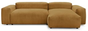 Ъглов диван от велур (десен ъгъл) в цвят горчица Lafayette - Bobochic Paris