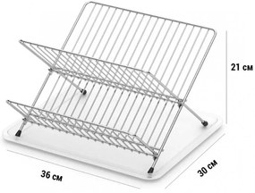Сгъваем сушилник за съдове ZEPHYR ZP-3000-TX , 2 нива, 36х30х21 см, Хром