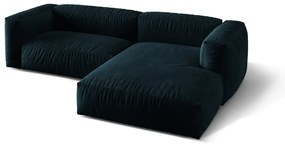 Тъмносин кадифен модулен ъглов диван (десен ъгъл) Martina – Micadoni