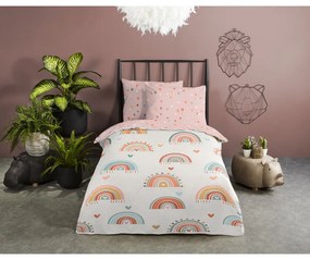 Розово-бежово единично памучно детско спално бельо 140x200 cm Louie – Good Morning