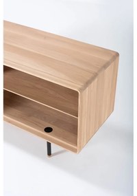 Черна/естествена маса за телевизор от масивен дъб 150x64 cm Fina – Gazzda