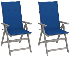 3064708 vidaXL Градински накланящи се столове 2 бр с възглавници акация масив