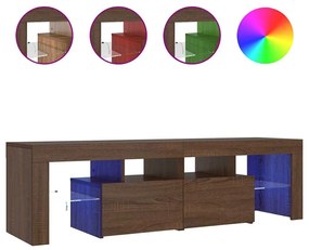 822643 vidaXL ТВ шкаф с LED осветление, кафяв дъб, 140x36,5x40 см