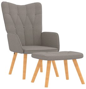 327543 vidaXL Релаксиращ стол с табуретка, таупе, плат