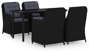 3099561 vidaXL Градински трапезен комплект, 5 части, черен