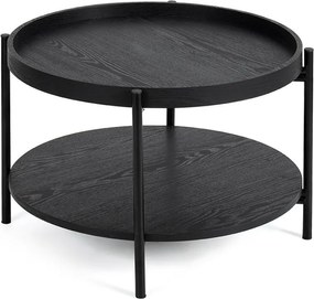 Черна кръгла масичка за кафе от декор от дъб ø 64 cm Hagen – Bonami Essentials