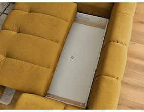 Сгъваем/с място за съхранение ъглов диван в цвят горчица (ляв ъгъл/L форма) Fuji – Bobochic Paris