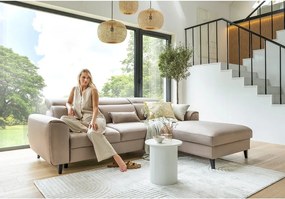 Светлокафяв кадифен разтегателен ъглов диван с място за съхранение (ляв ъгъл) Foble – ELTAP