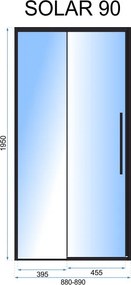 Плъзгащи врати за душ кабина  Rea SOLAR BLACK MAT 90