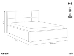 Зелено кадифено двойно легло 140x200 cm тапицирано с място за съхранение и включена подматрачна рамка Hiko – Makamii