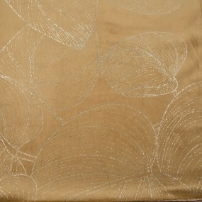 Кадифена централна покривка с лъскава щампа на листа в цвят на мед Широчина: 35 см | Дължина: 140 см