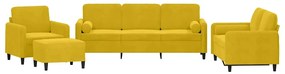 3201970 vidaXL Комплект дивани от 4 части с възглавници, жълт, кадифе