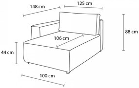 Модул за диван от син велур, ляв ъгъл Nihad modular - Bobochic Paris