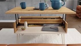 ХЕАРПИН С-90 Дъб Артисан/Бежов (Шампанско) - МОДЕРНА МАСА С ПОВДИГАЩ СЕ ПЛОТ + ОТДЕЛЕНИЕ ЗА СЪХРАНЕНИЕ + РАФТ