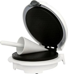 Разопакован: Уред за вафлени фунийки Adler AD 3038, 1500W, Незалепващо покритие, Плоча: 18 см, Бял