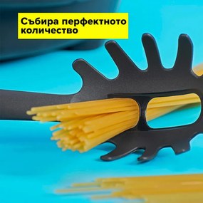 Лъжица за спагети Tasty 678065, Отвор за порции, Мека дръжка, 34 см, Пластмаса, Син