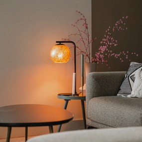 Дизайнерска настолна лампа черна със златно стъкло - Bert