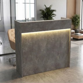 Wilko TopMebel меламиново бюро за рецепция с LED в цвят бетонно сиво 113.6x42x110cm.
