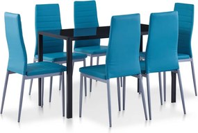 281704 vidaXL Трапезен комплект, седем части, син