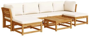 3214299 vidaXL Градински лаундж комплект, 7 части, с възглавници, акация масив