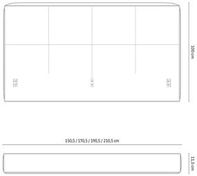 Кремава тапицирана табла за легло 249x100 cm Darren – Micadoni