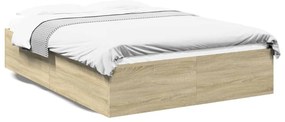 3281037 vidaXL Рамка за легло, дъб сонома, 135x190 см, масивно дърво