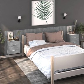 816961 vidaXL Нощни шкафчета за стенен монтаж, 2 бр, сив сонома