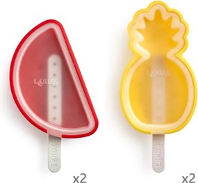 Комплект от 4 форми за сладолед на клечка Lekue 1010239, 340 мл, -20°C / +100°C, Платинен силикон, Многоцветен