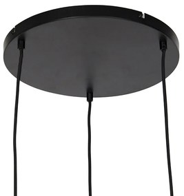 Дизайнерски висящ аплик черен със злато и опушено стъкло 3-светлина - Zuzanna