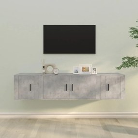 3188418 vidaXL Комплект ТВ шкафове от 3 части, бетонно сив, инженерно дърво