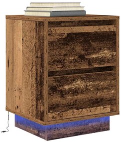 861297 vidaXL Нощно шкафче с LED осветление Старо дърво 38x34x50 cm