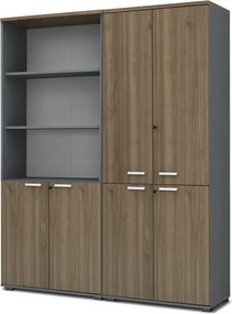 Venturo TopMebel меламинова офис библиотека с врати в антрацит - орех цвят 160x40x200cm.