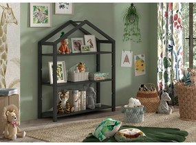 Антрацитна детска библиотека от масивен бор 111x141x40 cm Dallas – Vipack