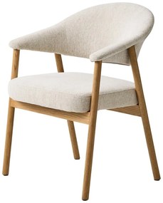 Кремави трапезни столове в комплект с подлакътници 2 бр. от масивен дъб Elk – Unique Furniture