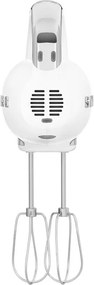 Ръчен миксер SMEG 50's Style HMF01WHEU, 250W, 9 скорости, Турбо, Скрит LED дисплей, Таймер, Аксесоари, Бял