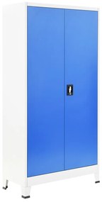 245980 vidaXL Заключващ се шкаф с 2 врати, метал, 90x40x180 cм, сиво и синьо
