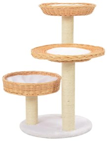 170724 vidaXL Котешко дърво със сизален стълб, естествен цвят, върба
