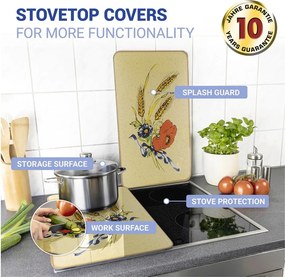 Капаци за печка в комплект от 2 броя от закалено стъкло 52x30 cm Corn-Flowers - Maximex