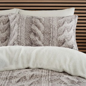 Бежово спално бельо от микрофибър за двойно легло 200x200 cm Cable Knit - Catherine Lansfield
