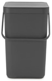 Кош за разделно събиране на боклук Brabantia Sort&Go 1003237, 25 л, Дръжка, Възможност за стенен монтаж, Тъмносив