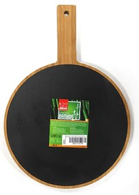 Бамбукова дъска с дръжка и слюда за презентация кръгла 28,8x21,5xh1,9см (S018S)