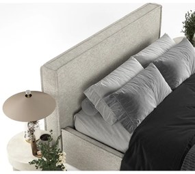 Бежово тапицирано двойно легло с място за съхранение с включена подматрачна рамка 180x200 cm Lounge L – Maison de Rêve