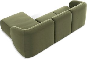 Зелен кадифен ъглов диван (десен ъгъл) Lani – Makamii