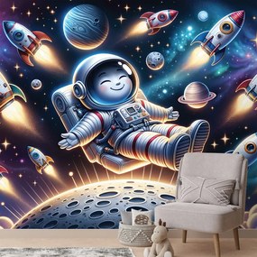 Самозалепващ фототапет – Весел астронавт сред ракети