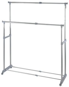 Сив метален телескопичен подвижен стелаж за дрехи Twin - Wenko