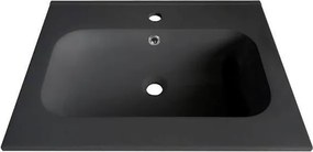 Мивка за баня ICC 6050 WOODEN BASIN, монтаж върху мебел, мрамор, черен мат, 61х14.3х46.3см